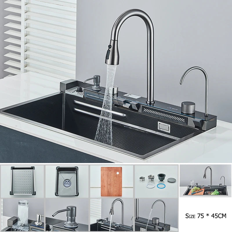 304 Stainless Steel Apron Front Kitchen Sink | Single Bowl with Faucet | Modern Rectangular Design