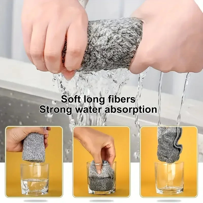 Bamboo Charcoal Fiber Cleaning Cloth – Super Absorbent & Oil-Resistant