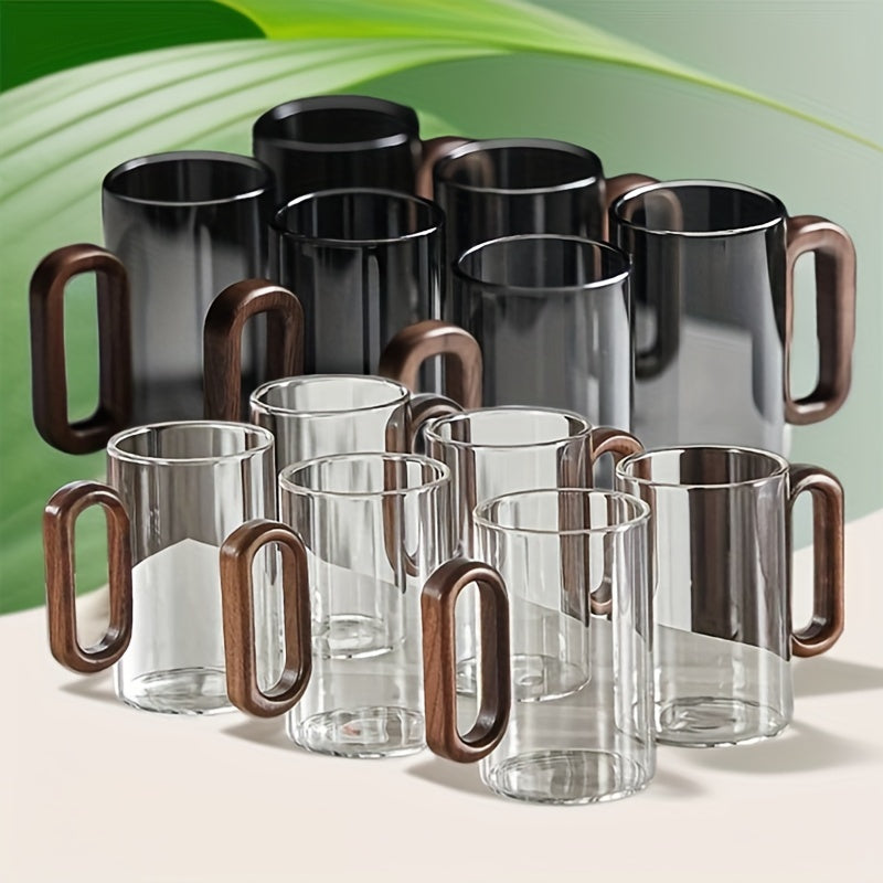 Ecofriendly Glass Mug Set – Dark Walnut Handle | Sustainable & Chic