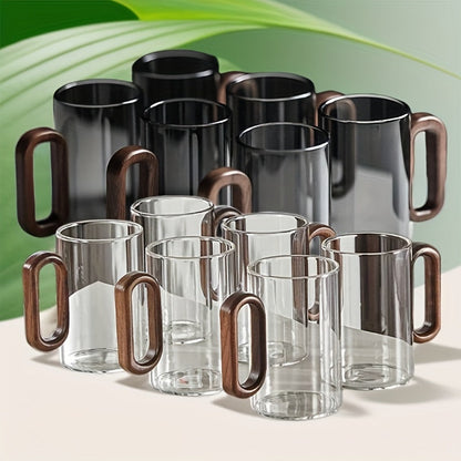 Ecofriendly Glass Mug Set – Dark Walnut Handle | Sustainable & Chic