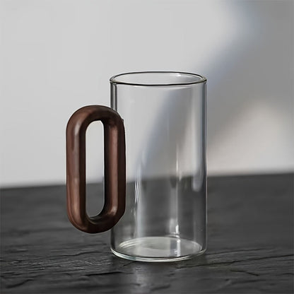 Ecofriendly Glass Mug Set – Dark Walnut Handle | Sustainable & Chic