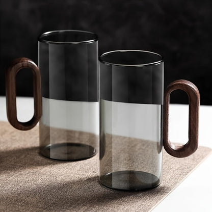 Ecofriendly Glass Mug Set – Dark Walnut Handle | Sustainable & Chic