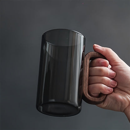 Ecofriendly Glass Mug Set – Dark Walnut Handle | Sustainable & Chic