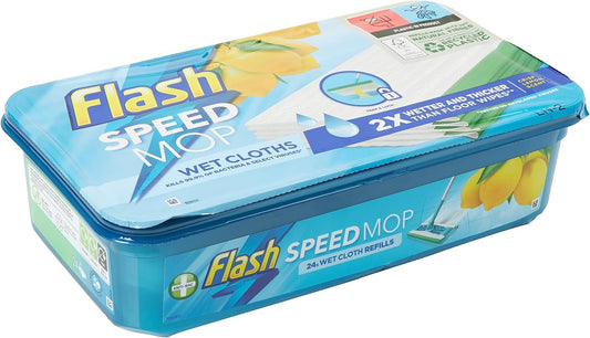 24-Pack Flash Speed Mop Lemon-Scented Antibacterial Mop Refill Wet Cloths