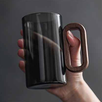 Ecofriendly Glass Mug Set – Dark Walnut Handle | Sustainable & Chic