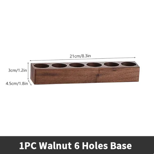 Walnut Wood Coffee & Tea Storage Tube Set - Glass Containers with Display Rack