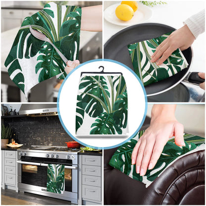 Tropical Jungle Leaves Monstera Green Kitchen Towel