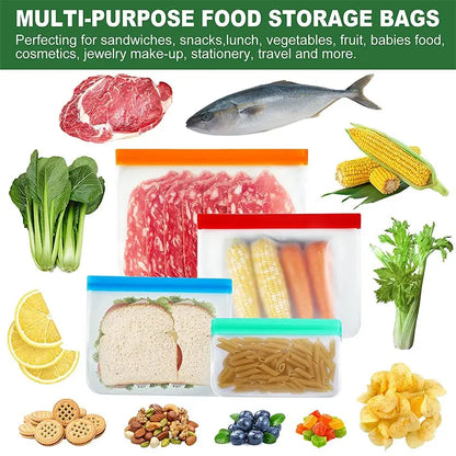 Reusable Silicone Ziplock Stand-Up Food Storage Bags – Durable & Eco-Friendly PEVA Containers