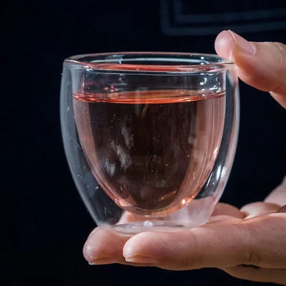 Double-Walled Insulated Glass Cup – Heat Resistant & Stylish - 6 Pcs