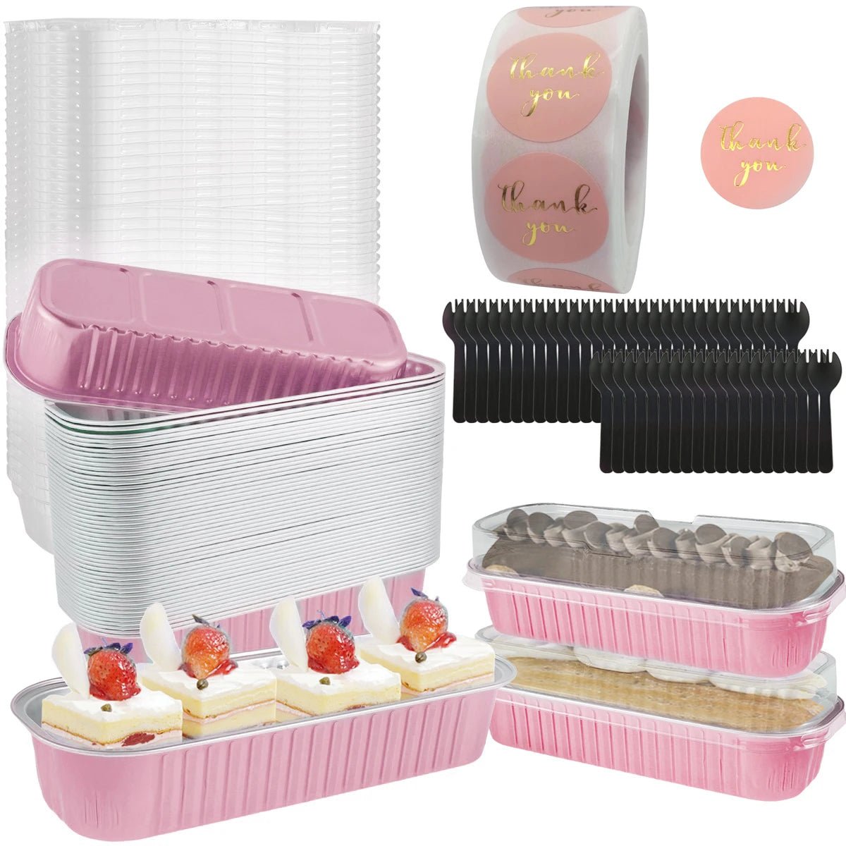 50 Pcs Mini Loaf Pans with Lids and Spoons