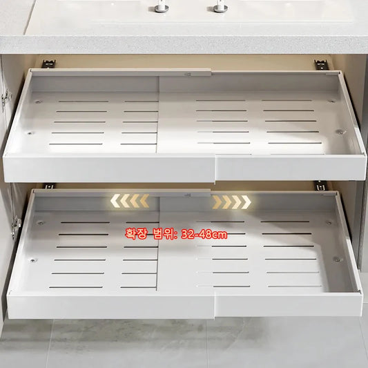 Kitchen Storage Rack with Slide Rails - Scalable Pull-out Drawer Type Storage Tray Spice Box Storage Rack Cabinet Organizer