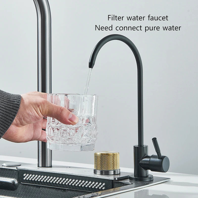 304 Stainless Steel Kitchen Sink | Large Single Bowl | Undermount 60x45cm with Integrated Faucet | Brushed Finish