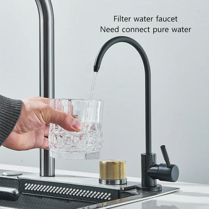 304 Stainless Steel Kitchen Sink | Large Single Bowl | Undermount 60x45cm with Integrated Faucet | Brushed Finish