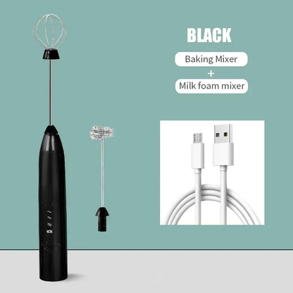 2-in-1 USB Rechargeable Electric Egg Beater & Milk Frother – Mini Handheld Mixer with Double Heads