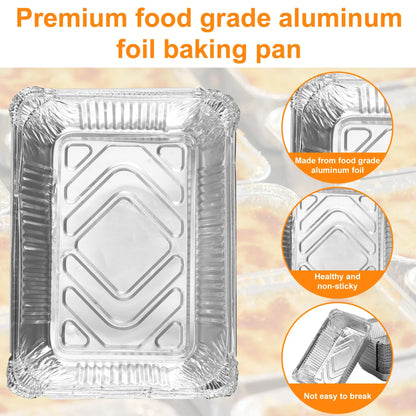 Disposable Non-Stick Baking Pans – 1100ml, 50pcs Aluminum Foil Trays for BBQ, Baking & Food Storage