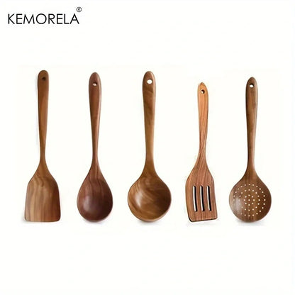 Teak Wooden Cooking Utensil Set – Natural, Durable & Eco-Friendly