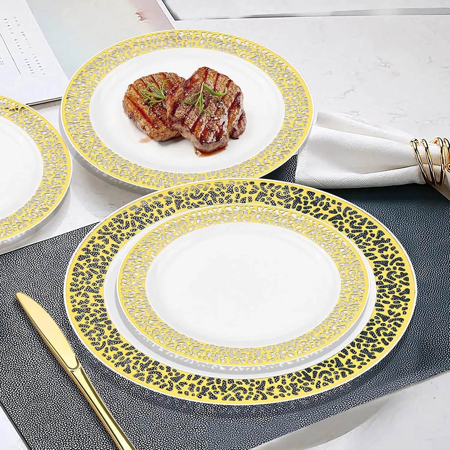 Elegant Gold Plastic Plate Set – Perfect for Every Occasion