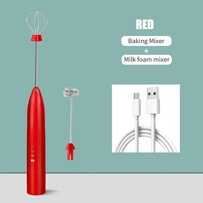 2-in-1 USB Rechargeable Electric Egg Beater & Milk Frother – Mini Handheld Mixer with Double Heads