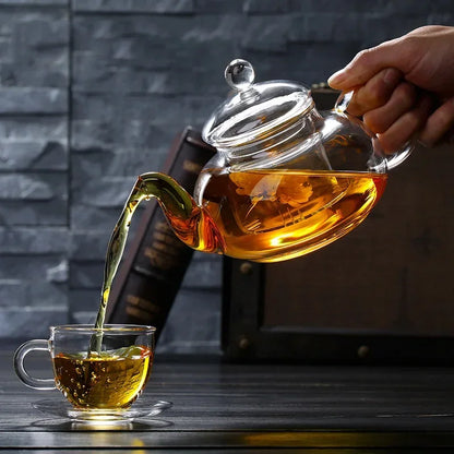 Glass Flower Tea Pot – Elegant, Heat-Resistant, Filterable Borosilicate Teapot