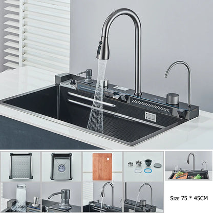 304 Stainless Steel Apron Front Kitchen Sink | Single Bowl with Faucet | Modern Rectangular Design