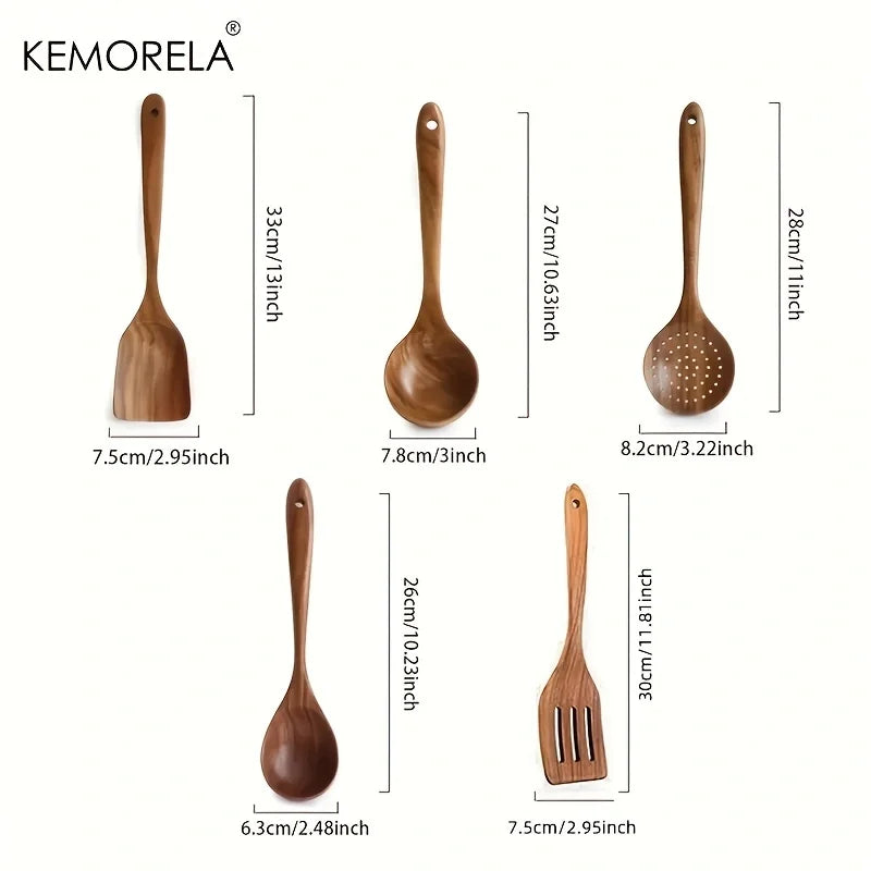 Teak Wooden Cooking Utensil Set – Natural, Durable & Eco-Friendly