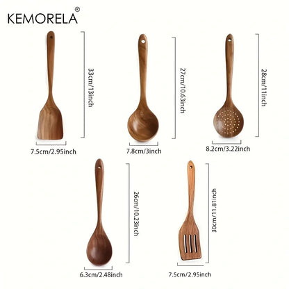 Teak Wooden Cooking Utensil Set – Natural, Durable & Eco-Friendly