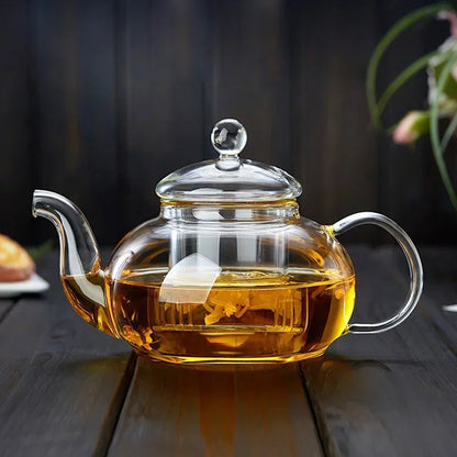 Glass Flower Tea Pot – Elegant, Heat-Resistant, Filterable Borosilicate Teapot