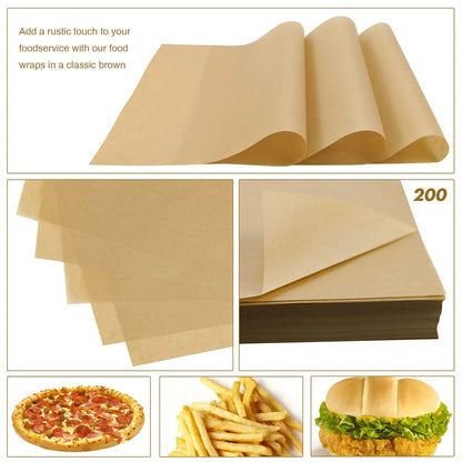 Oil-Proof Disposable Baking Wrappers - 200pcs Eco-Friendly Wax Paper