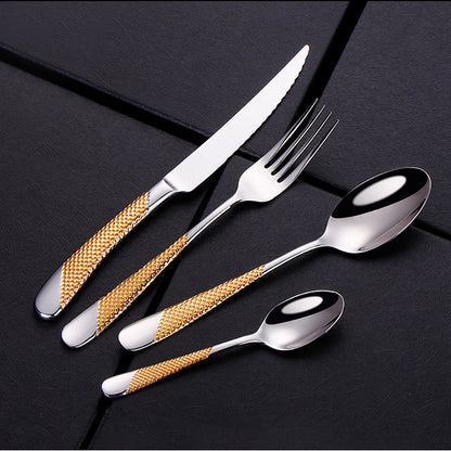 8/12/16/20/24-Piece Gold & Silver Plated Stainless Steel Cutlery Set