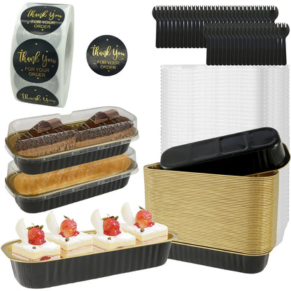 50 Pcs Mini Loaf Pans with Lids and Spoons