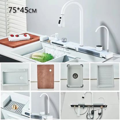 304 Stainless Steel Apron Front Kitchen Sink | Single Bowl with Faucet | Modern Rectangular Design