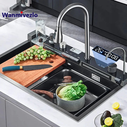 304 Stainless Steel Apron Front Kitchen Sink | Single Bowl with Faucet | Modern Rectangular Design