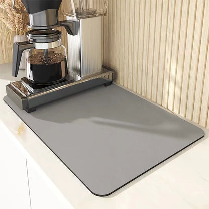 Diatomaceous Earth Drying Mat – Non-Slip, Super Absorbent, Waterproof Kitchen Countertop & Tableware Mat