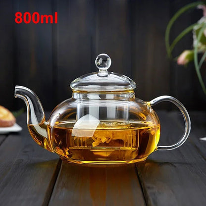 Glass Flower Tea Pot – Elegant, Heat-Resistant, Filterable Borosilicate Teapot