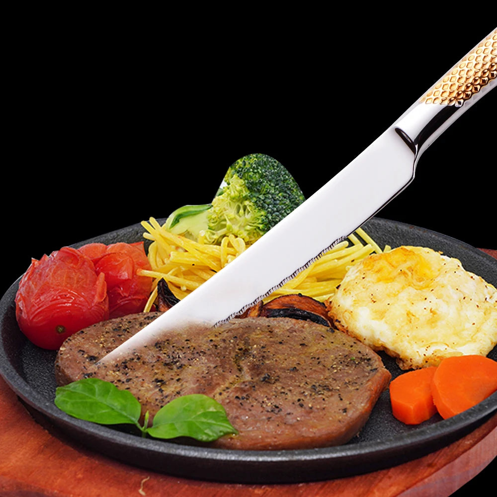 8/12/16/20/24-Piece Gold & Silver Plated Stainless Steel Cutlery Set