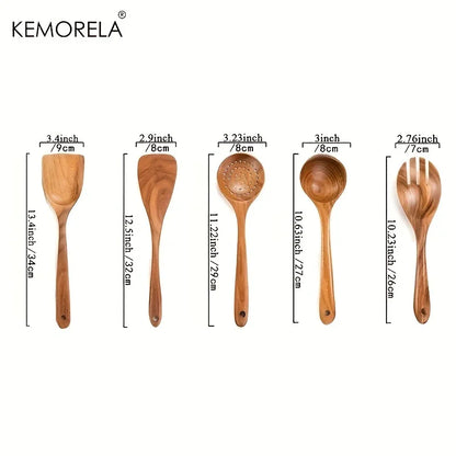 Teak Wooden Cooking Utensil Set – Natural, Durable & Eco-Friendly