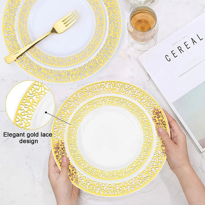 Elegant Gold Plastic Plate Set – Perfect for Every Occasion