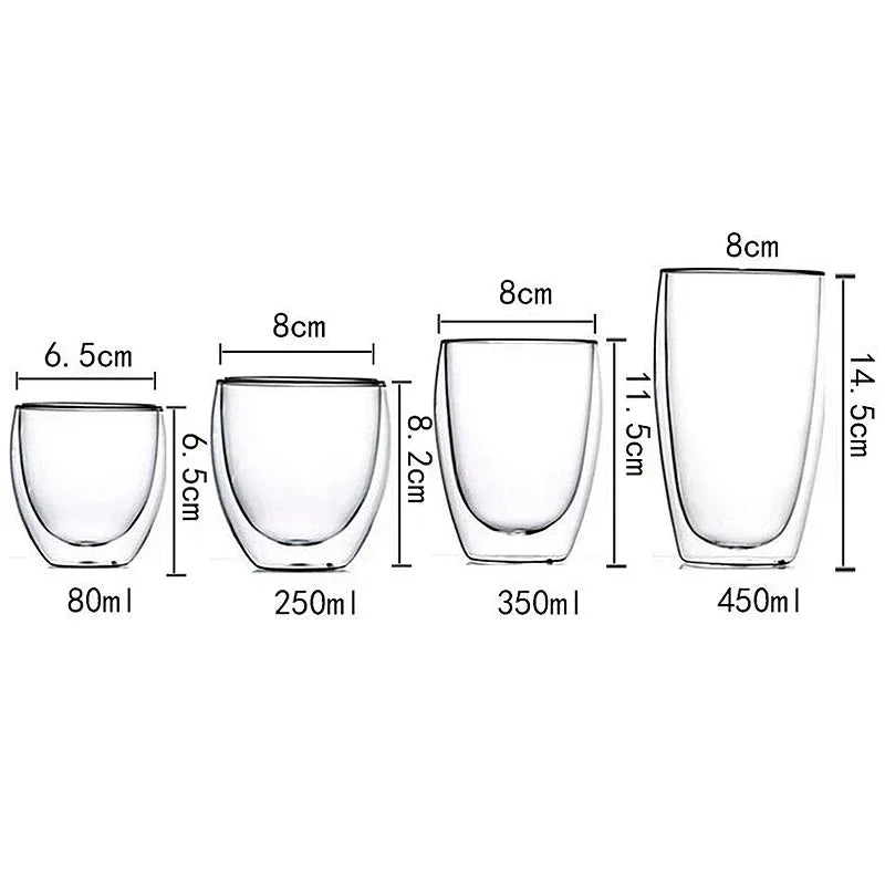 Double-Walled Insulated Glass Cup – Heat Resistant & Stylish - 6 Pcs