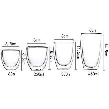 Double-Walled Insulated Glass Cup – Heat Resistant & Stylish - 6 Pcs