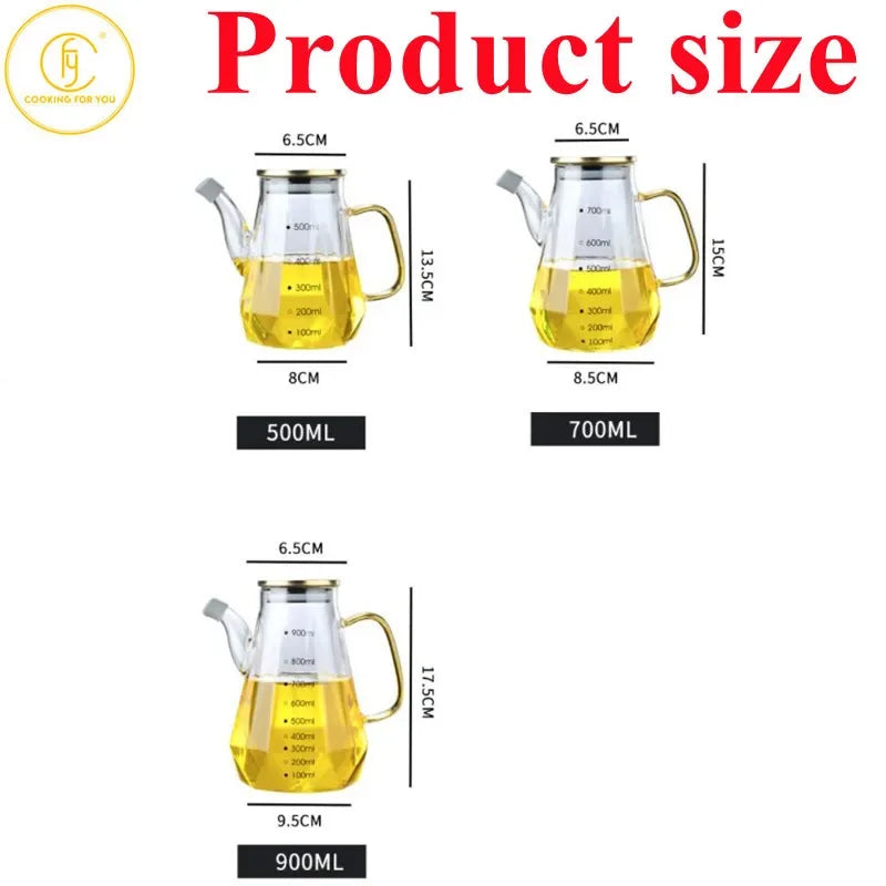 Glass Oil Dispenser Bottle – FDA-Certified, Clear Eco-Friendly Bottle