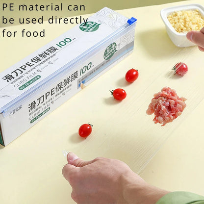 Microwavable Cling Film with Removable Slide-Cutter for Food Preservation