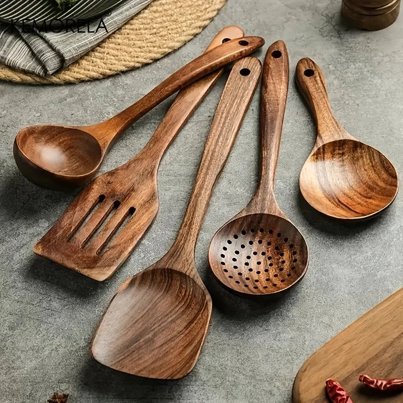Teak Wooden Cooking Utensil Set – Natural, Durable & Eco-Friendly