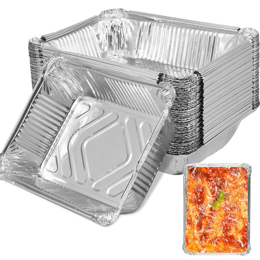 Disposable Non-Stick Baking Pans – 1100ml, 50pcs Aluminum Foil Trays for BBQ, Baking & Food Storage