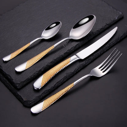 8/12/16/20/24-Piece Gold & Silver Plated Stainless Steel Cutlery Set