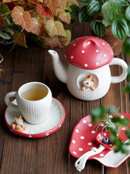 Cute Red Mushroom Ceramic Tableware Coffee Cup