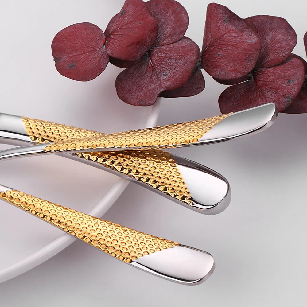 8/12/16/20/24-Piece Gold & Silver Plated Stainless Steel Cutlery Set