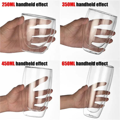 Double-Walled Insulated Glass Cup – Heat Resistant & Stylish - 6 Pcs