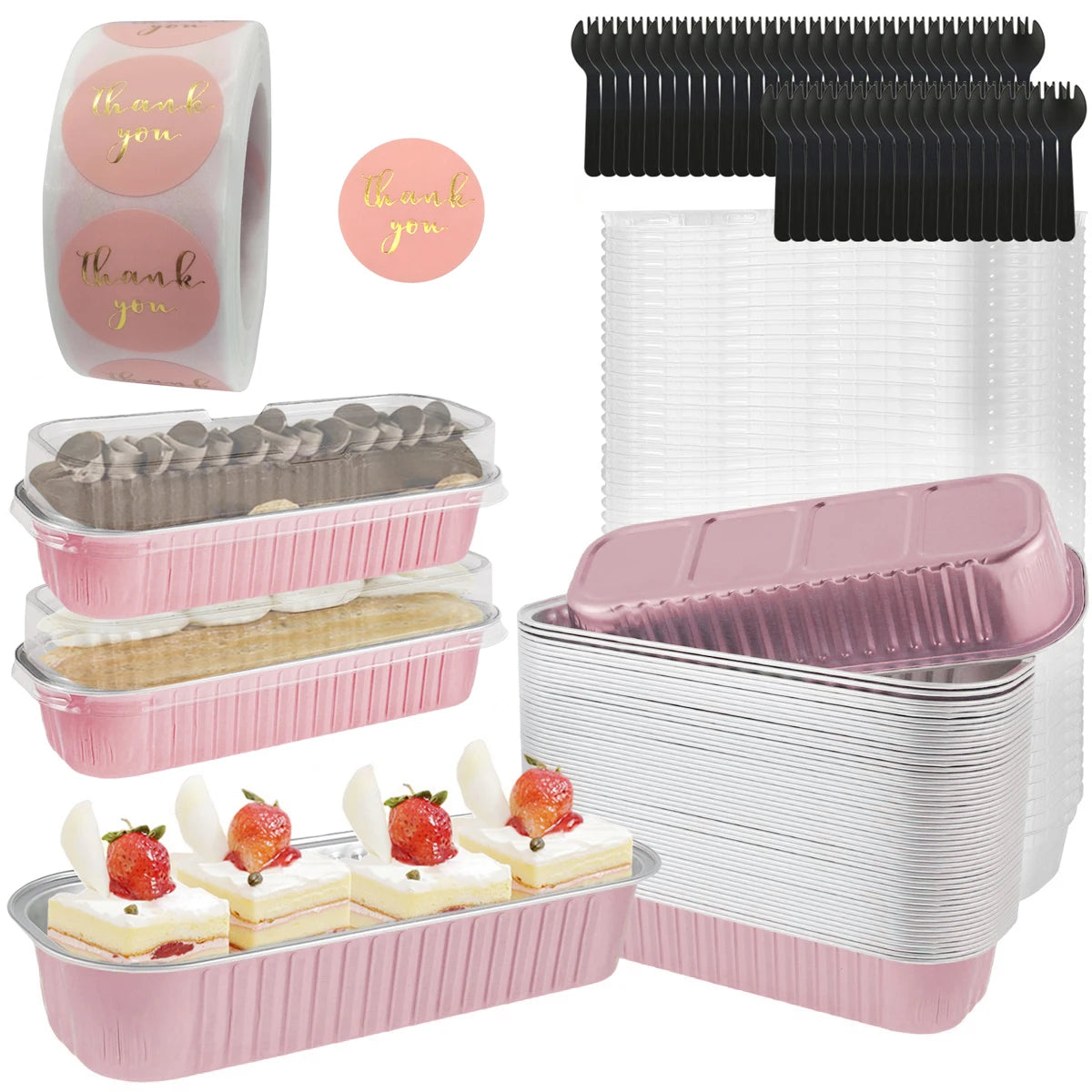 50 Pcs Mini Loaf Pans with Lids and Spoons