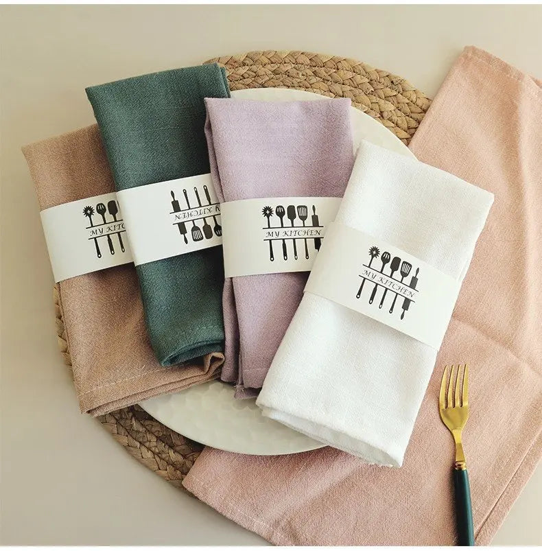 Plain Cotton Linen Fabric Household Kitchen Napkin