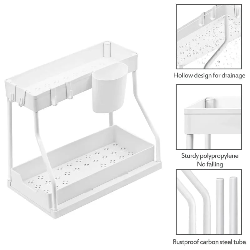 Kitchen Storage Under Sink Organizer 2 Layer Pull-Out Multifunctional Drawer Shelf Organizer